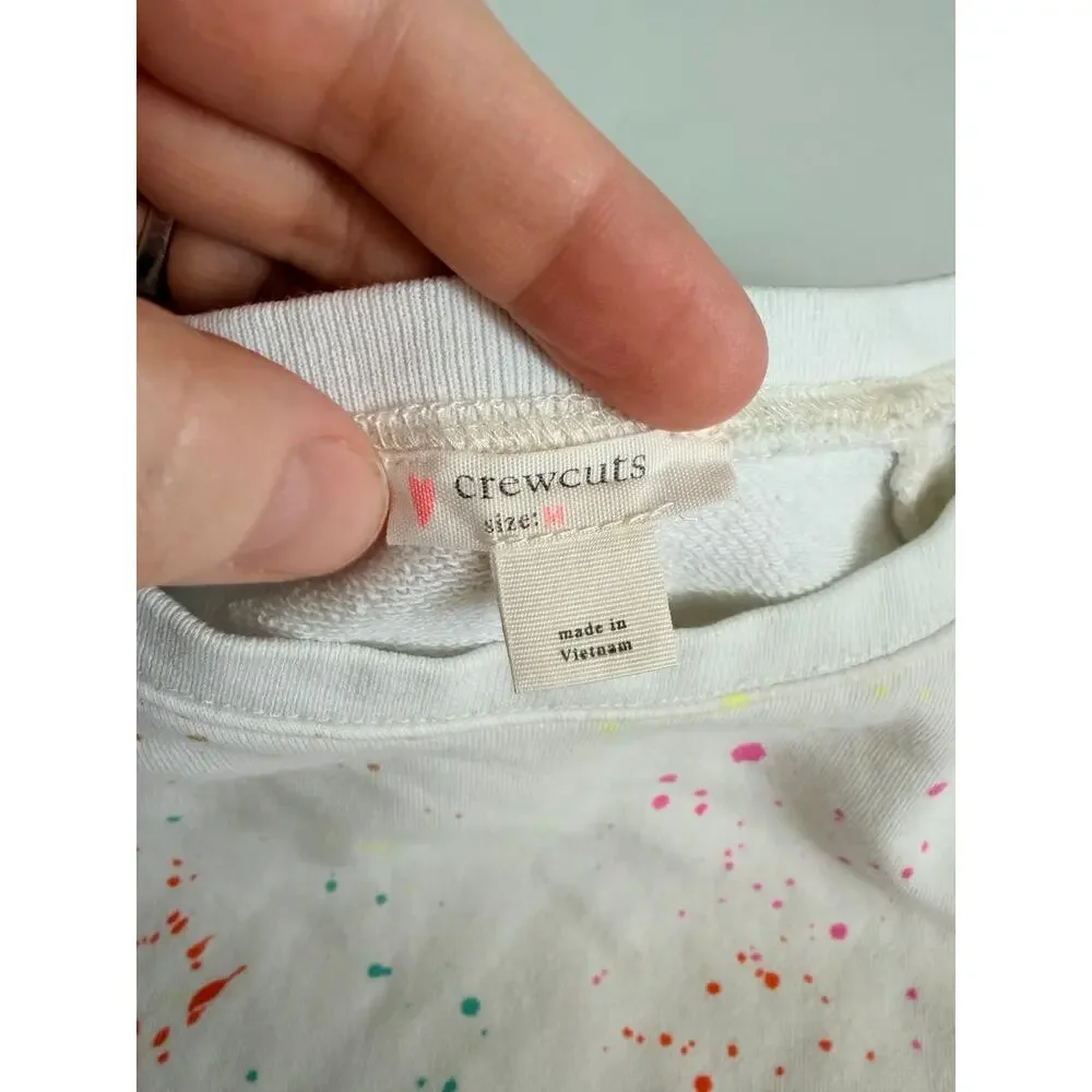 Crewcuts Girls Ivory Multicolor Paint Splatter Sweatshirt